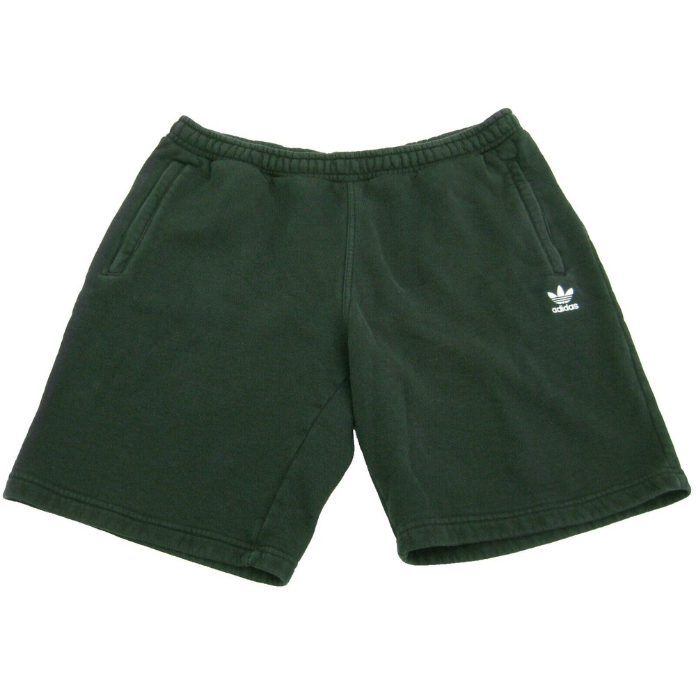 ADIDAS Men's Size XL 40-42 Black Athletic Sweat Shorts Drawstring Zipper Pockets